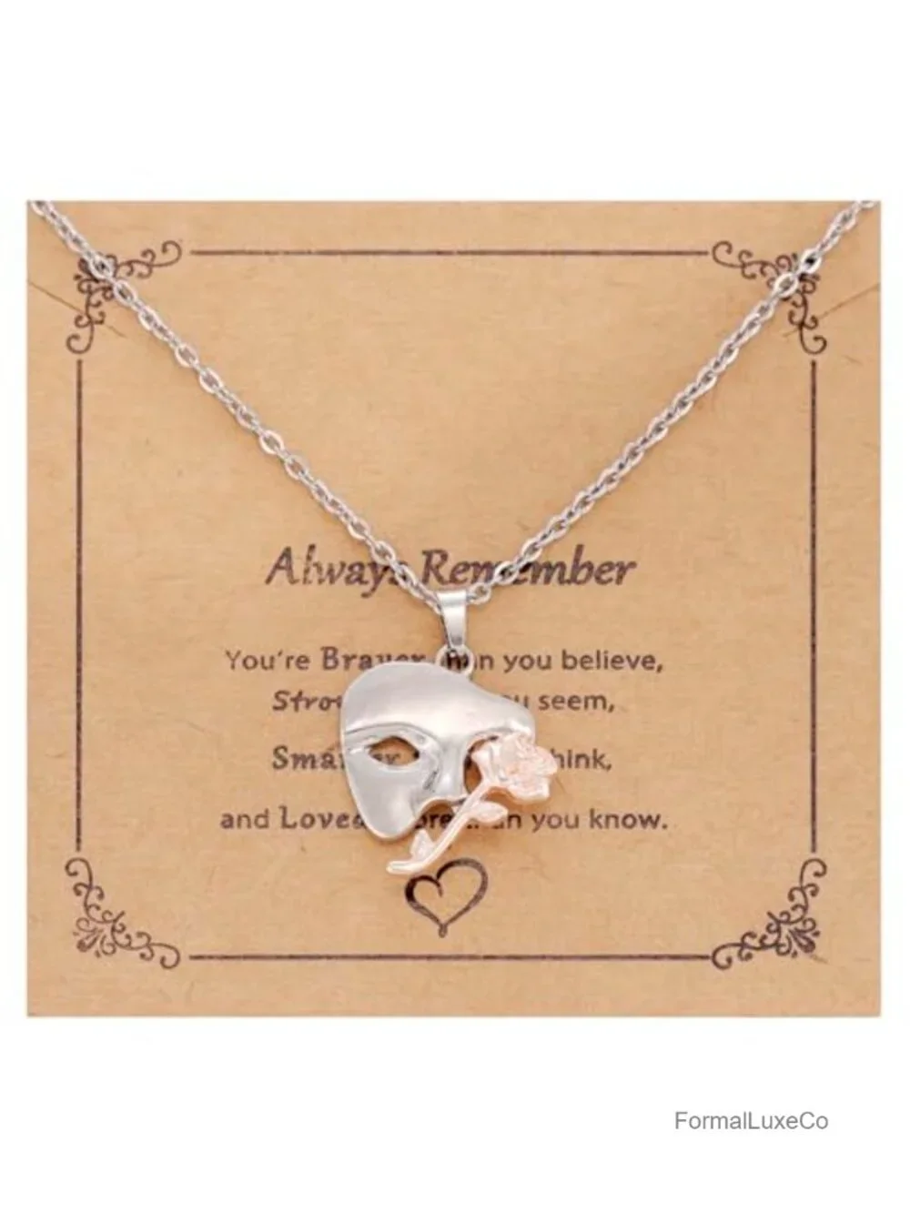 Broadway Phantom of the Opera Mask Pendant Necklace Stainless Steel 18-20 Inch
